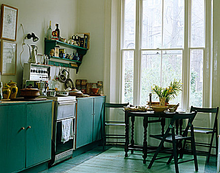 简单,厨房,涂绘,艺术家,组合,平和,绿色