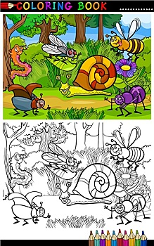 卡通,昆虫,上色画册