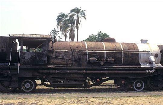 老,蒸汽机车,蒸汽,铁路,博物馆,赞比亚