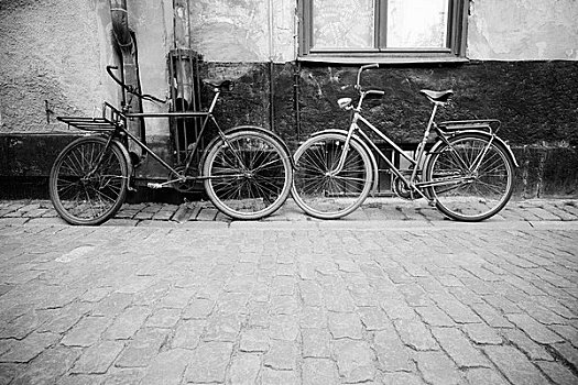 两个,自行车,街道
