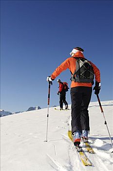 滑雪,攀登者,西部,阿尔卑斯山,伯尔尼,瑞士,欧洲
