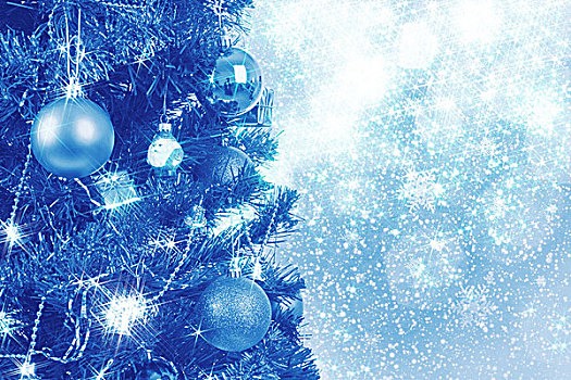 蓝色,圣诞节,背景,球,树上