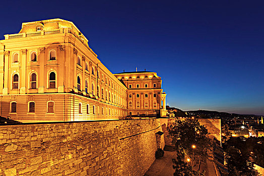 城堡,宫殿,夜晚,城堡区,布达佩斯,匈牙利,欧洲