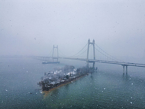 长沙龙洲的雪景