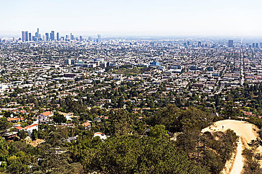 俯视图,城市发展,洛杉矶,加利福尼亚,美国