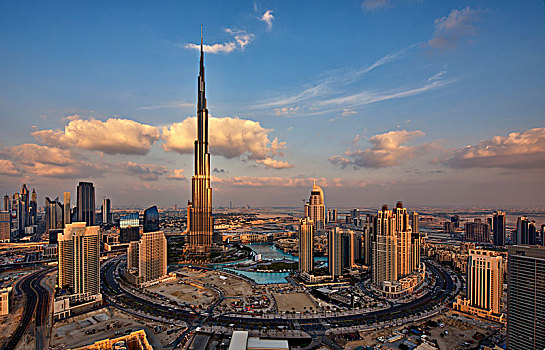 城市,迪拜,阿联酋,哈利法,摩天大楼,建筑,前景
