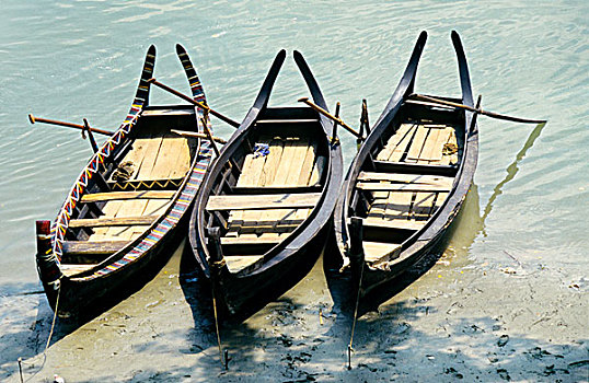 船,锚定,岸边,孟加拉,普通,有用,运输