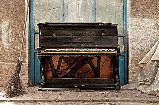 钢琴,街道,细枝,刷,倚靠,王子,岛屿,伊斯坦布尔,土耳其,2009年