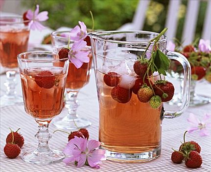 草莓饮料,冰块,清新,草莓,锦葵属植物