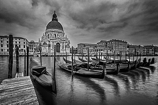 风景,大运河,教会,行礼,教堂,前景,小船,威尼斯,意大利,欧洲
