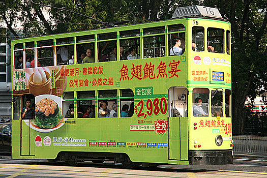 绿色,缆车,香港岛