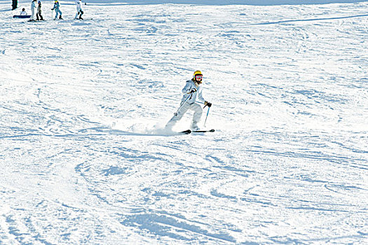 女孩,滑雪,滑雪坡,全身,背景