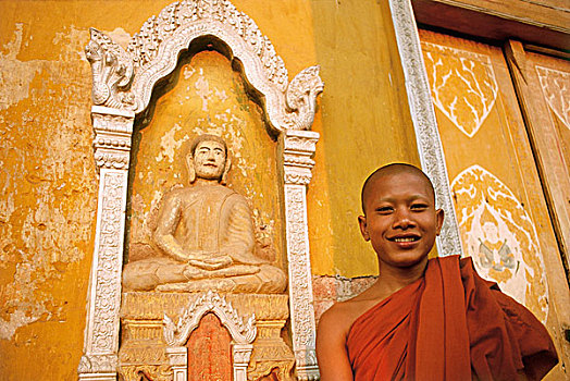 柬埔寨,金边,孩子,僧侣,寺院
