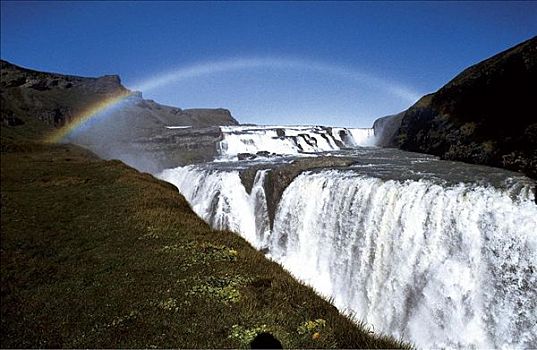彩虹,瀑布,冰岛,欧洲