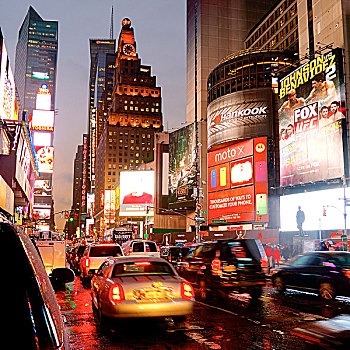 美国,纽约,时代广场,夜晚,财政紧张