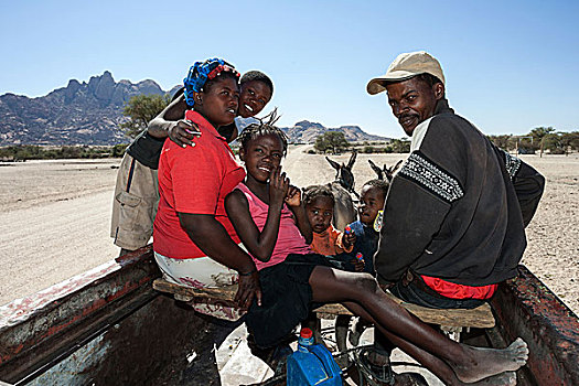 家庭,旅行,驴,手推车,靠近,纳米比亚,非洲
