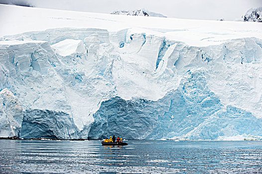 旅游,船,旁侧,冰冻,海岸线,南极