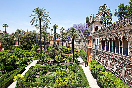 园艺建筑,花园,摩尔风格,宫殿,王宫,世界遗产,塞维利亚,安达卢西亚,西班牙,欧洲