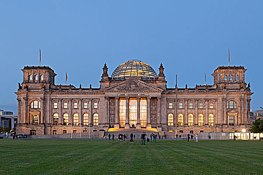 德国国会大厦,议会,黄昏,柏林,德国,欧洲