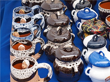 陶器,商品,收藏,不同,彩色,啤酒杯,炖,罐