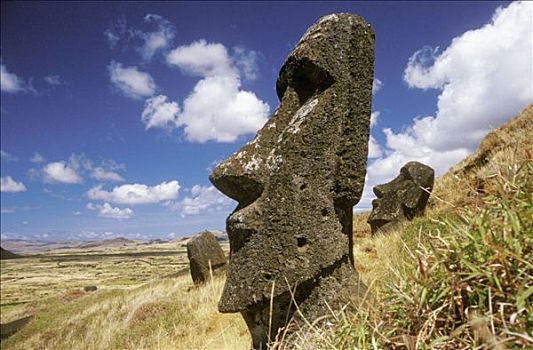 复活节岛石像,拉诺拉拉库,东方,岛屿,智利