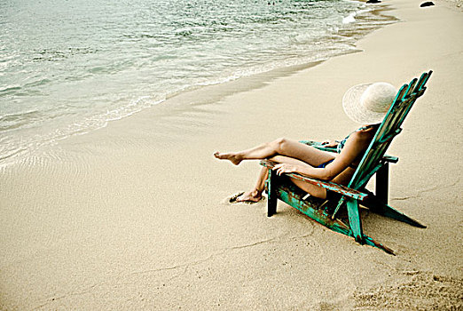墨西哥,女人,放松,海滩