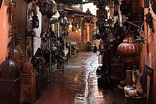 摩洛哥,玛拉喀什,灯,露天市场
