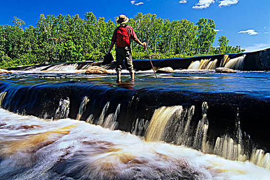 远足者,彩虹瀑布,怀特雪尔省立公园,曼尼托巴,加拿大