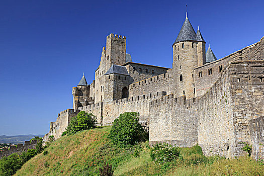 塔,入口,大门,港口,中世纪,要塞,卡尔卡松尼,城堡,朗格多克-鲁西永大区,法国,欧洲