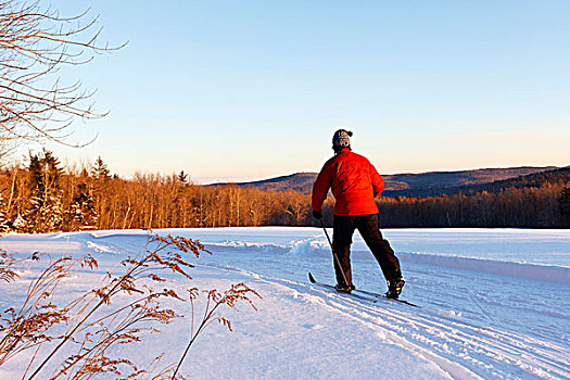 一个,男人,越野滑雪,地点,预留,温莎公爵,马萨诸塞