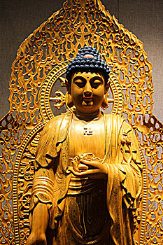 金漆木雕菩萨站像