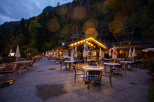 德国美丽的国王湖湖边的餐厅