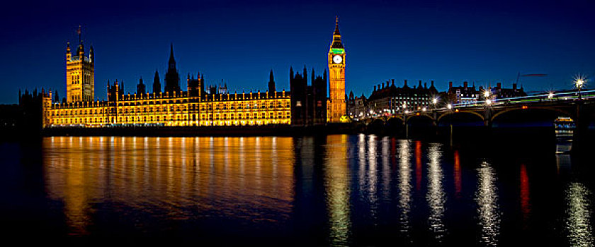 议会大厦,大本钟,夜晚,伦敦,英格兰,英国