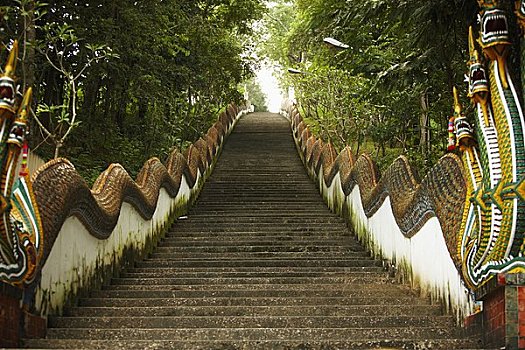 楼梯,龙,栏杆,清莱,泰国