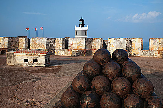 加勒比,波多黎各,圣胡安,一堆,大炮,球,堡垒,圣克里斯托瓦尔
