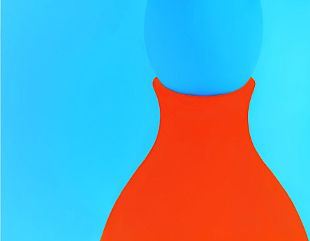 橙色,花瓶,蓝色背景