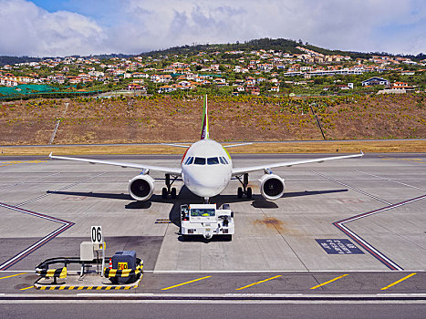 水龙头,葡萄牙,航空公司,飞机,马德拉岛,机场,欧洲