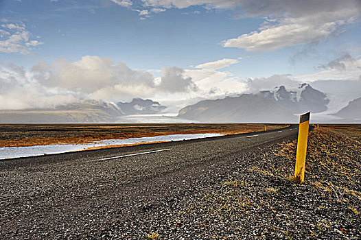 道路,瓦特纳冰川国家公园,冰河,背景,冰岛