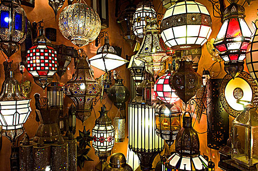 灯笼,露天市场,玛拉喀什,摩洛哥