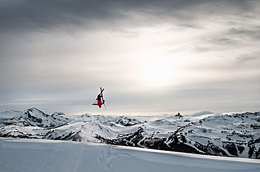滑雪,后空翻,自然,惠斯勒,不列颠哥伦比亚省,加拿大