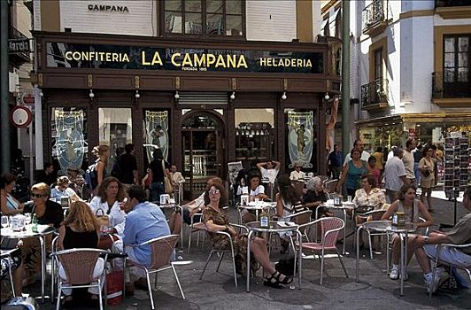 街景,户外,咖啡,塞维利亚,安达卢西亚,西班牙,欧洲