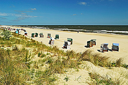 沙滩椅,乌瑟多姆岛,波罗的海,梅克伦堡州,德国,欧洲