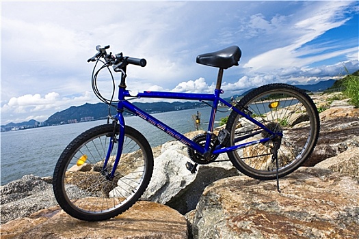自行车,海中,湾,蓝天