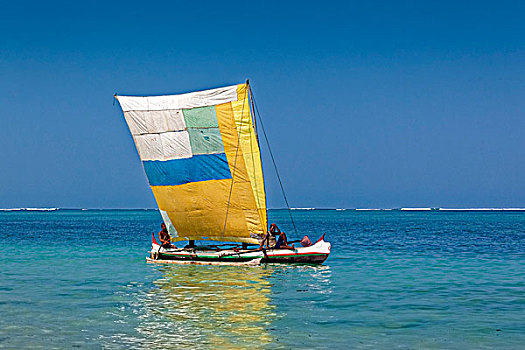 舷外支架,船,彩色,帆,西海岸,马达加斯加,非洲
