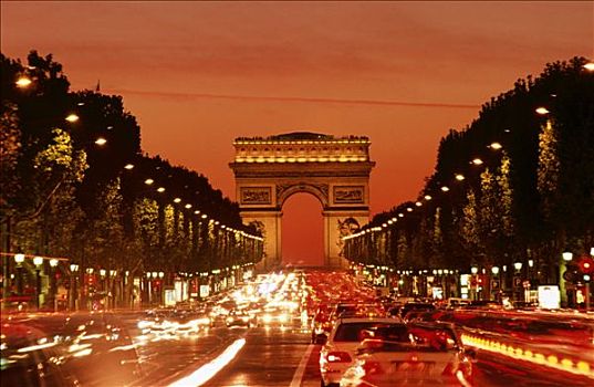拱形,道路,香榭丽舍大街,巴黎,法国