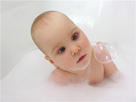 婴儿,沐浴,泡泡
