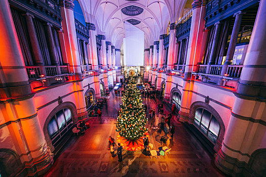 瑞典斯德哥尔摩北欧博物馆室内与圣诞节装饰