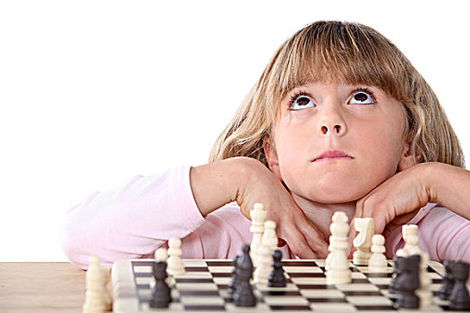小女孩,玩,下棋