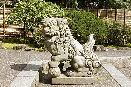 日本,石头,监护,狮子,雕塑