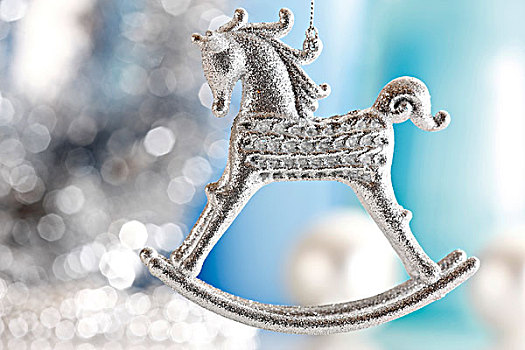 银,马,圣诞装饰